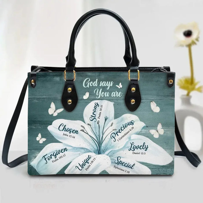 Personalized God Says You Are PU Leather Handbag With Long Straps - Mother's Day Gift Idea For Grandma/Mom/Daughter