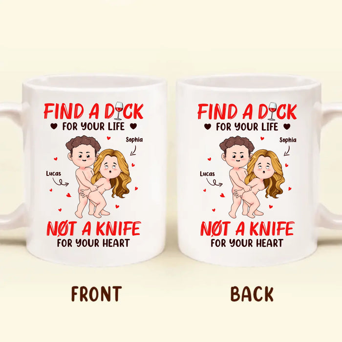 Personalized Funny Couple Coffee Mug - Valentine's Day Gift Idea For Husband/Wife - Not A Knife For Your Heart