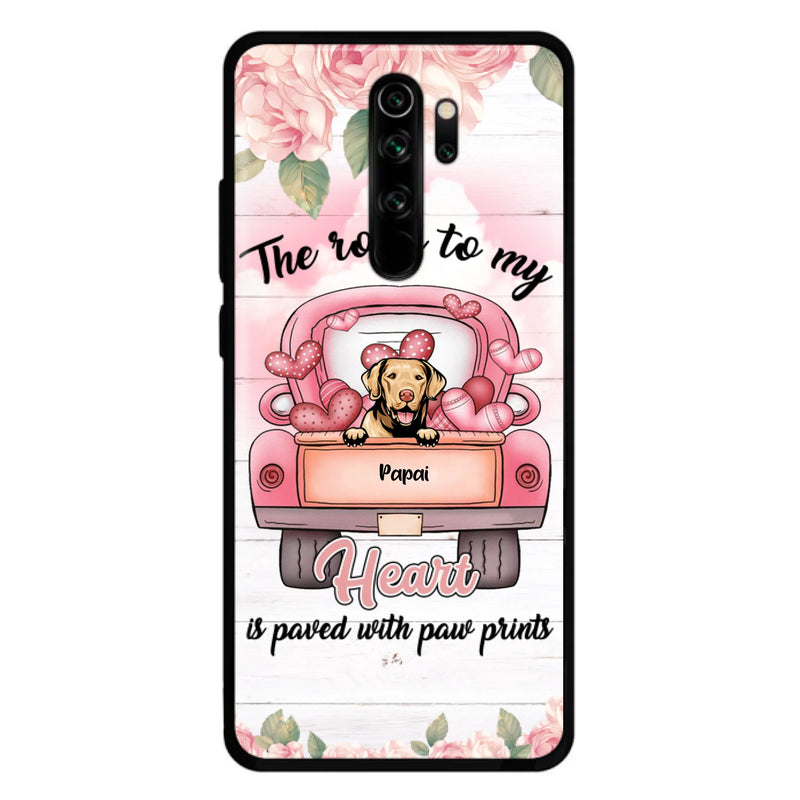 Custom Personalized Dog Phone Case - Best Gifts For Dog Lovers With Upto 5 Dogs - The Road To My Heart Is Paved With Paw Prints