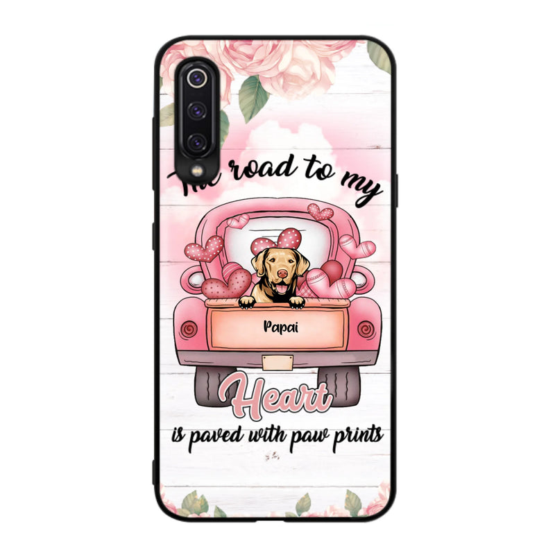 Custom Personalized Dog Phone Case - Best Gifts For Dog Lovers With Upto 5 Dogs - The Road To My Heart Is Paved With Paw Prints