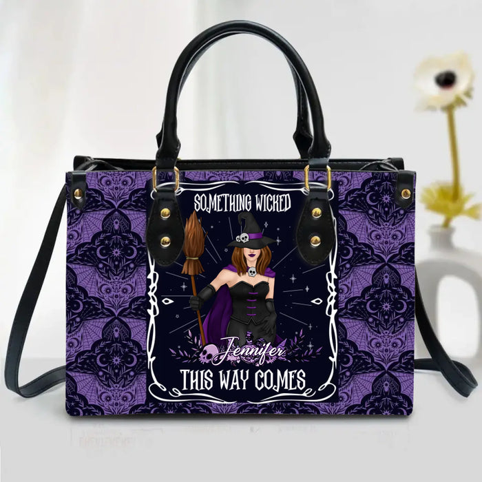 Personalized Witch Leather Handbag with Long Straps - Gift Idea For Witch - Something Wicked This Way Comes