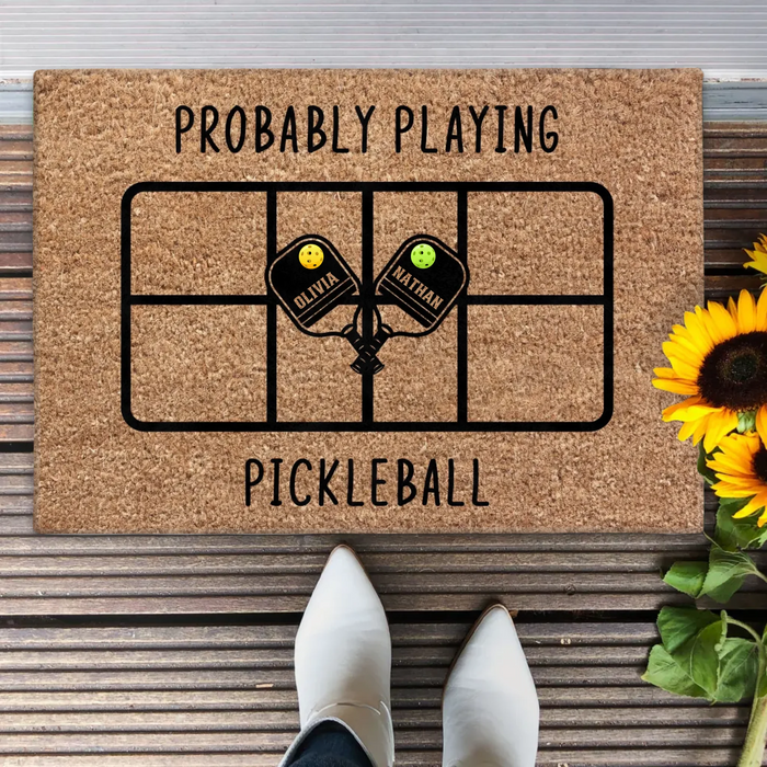 Personalized Pickleball Doormat - Playing Pickleball Court Anniversary Housewarming Gift