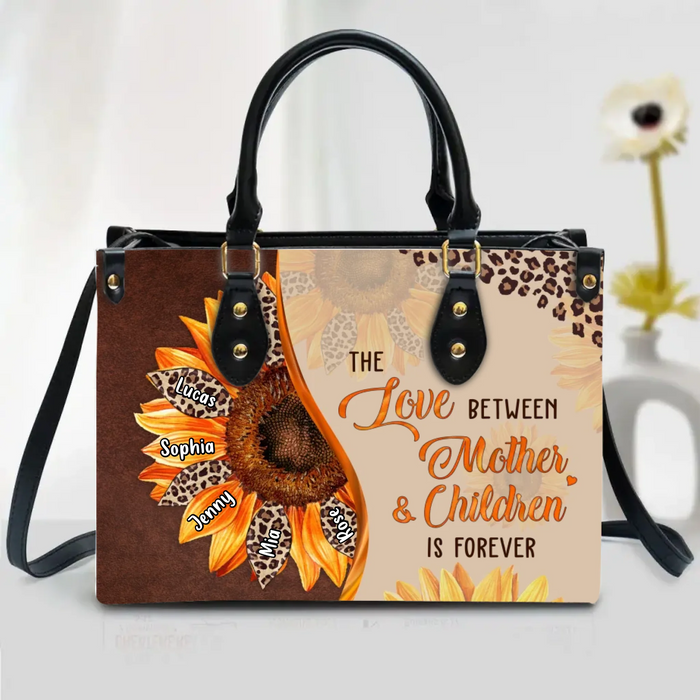 Personalized Mom PU Leather Handbag With Long Straps - Gift Idea For Mom/Grandma/Mother's Day - The Love Between Mother & Children Is Forever