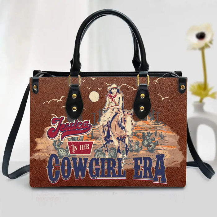 Personalized Cowgirl PU Leather Handbag with Long Straps - Gift Idea For Horse Lover - In Her Cowgirl Era