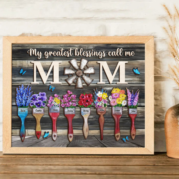 Personalized Home Poster - Gift Idea For Mom/Grandma with up to 8 Kids - My Greatest Blessings Called Me Mom