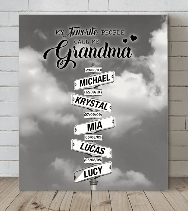 Personalized Grandma Canvas - Gift Idea For Mother's Day - My Favorite People Call Me Grandma