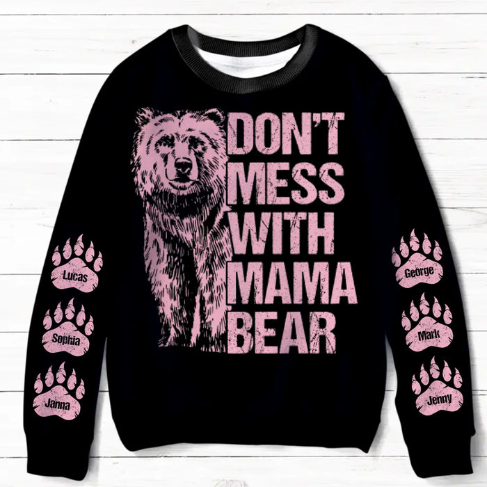 Personalized Bear AOP Sweater - Gift Idea For Mother's Day With Up To 6 Kids - Don't Mess With Mama Bear