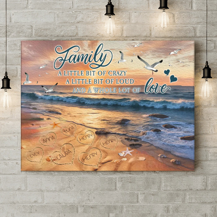 Personalized Family Canvas - Gift Idea For Family With Up To 7 Members - Family A Whole Lot Of Love