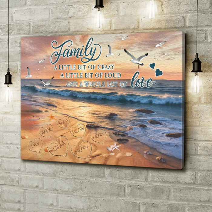 Personalized Family Canvas - Gift Idea For Family With Up To 7 Members - Family A Whole Lot Of Love