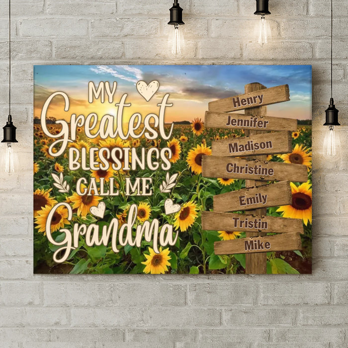Custom Grandma & Grandkids Canvas - Gift Idea For Grandma/Grandkid - My Greatest Blessings Call Me Grandma