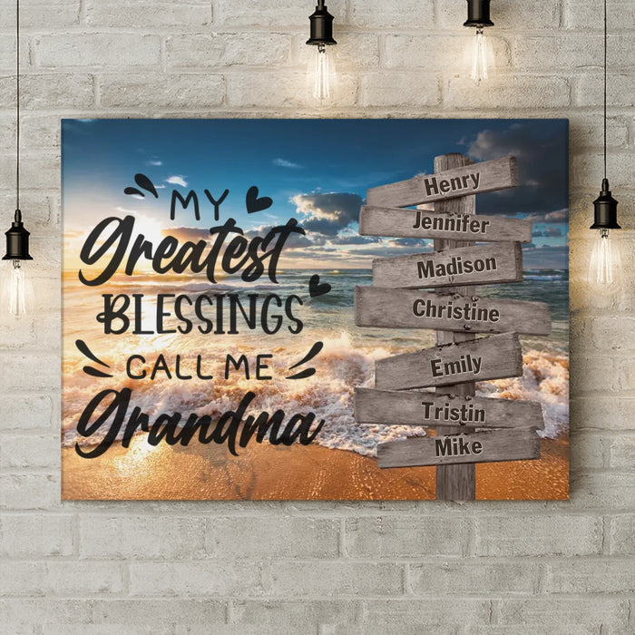 Custom Grandma & Grandkids Canvas - Gift Idea For Grandma/Grandkid - My Greatest Blessings Call Me Grandma