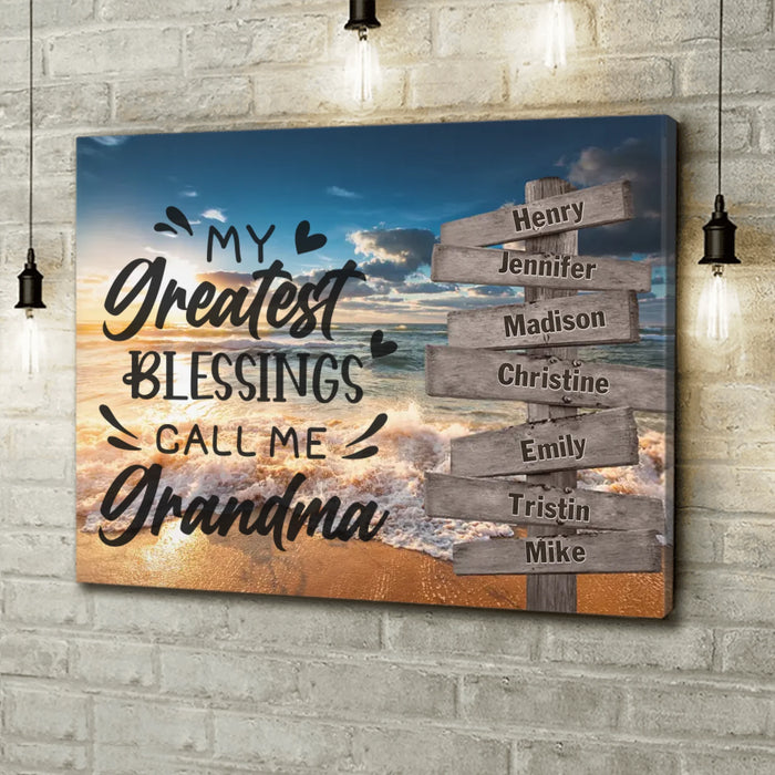 Custom Grandma & Grandkids Canvas - Gift Idea For Grandma/Grandkid - My Greatest Blessings Call Me Grandma