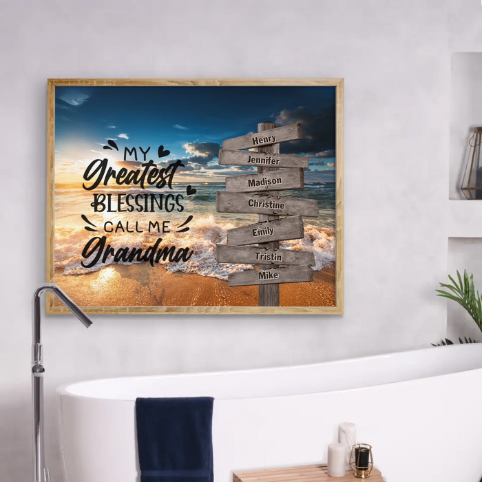 Personalized Grandma & Grandkids Poster - Gift Idea For Grandma/ Grandkid - My Greatest Blessings Call Me Grandma