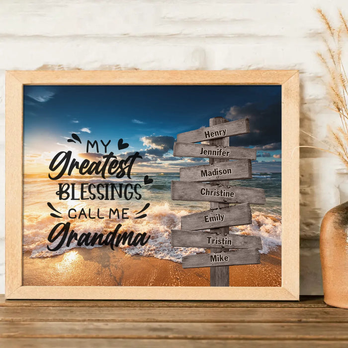 Personalized Grandma & Grandkids Poster - Gift Idea For Grandma/ Grandkid - My Greatest Blessings Call Me Grandma