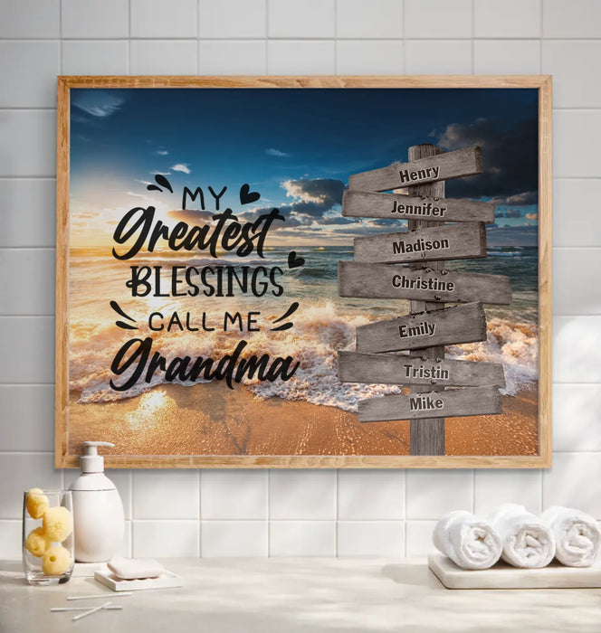 Personalized Grandma & Grandkids Poster - Gift Idea For Grandma/ Grandkid - My Greatest Blessings Call Me Grandma