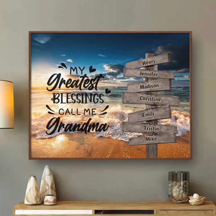 Personalized Grandma & Grandkids Poster - Gift Idea For Grandma/ Grandkid - My Greatest Blessings Call Me Grandma