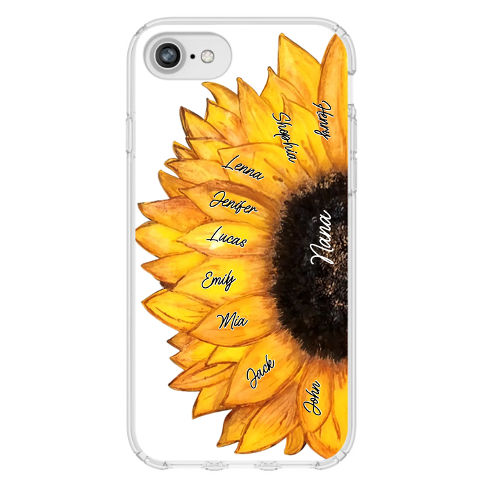 Custom Personalized Sunflower Grandma Phone Case -Upto 9 Kids - Mother's Day Gift Idea for Mom/Grandma