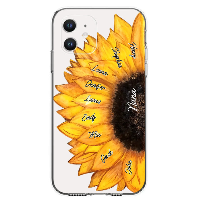 Custom Personalized Sunflower Grandma Phone Case -Upto 9 Kids - Mother's Day Gift Idea for Mom/Grandma