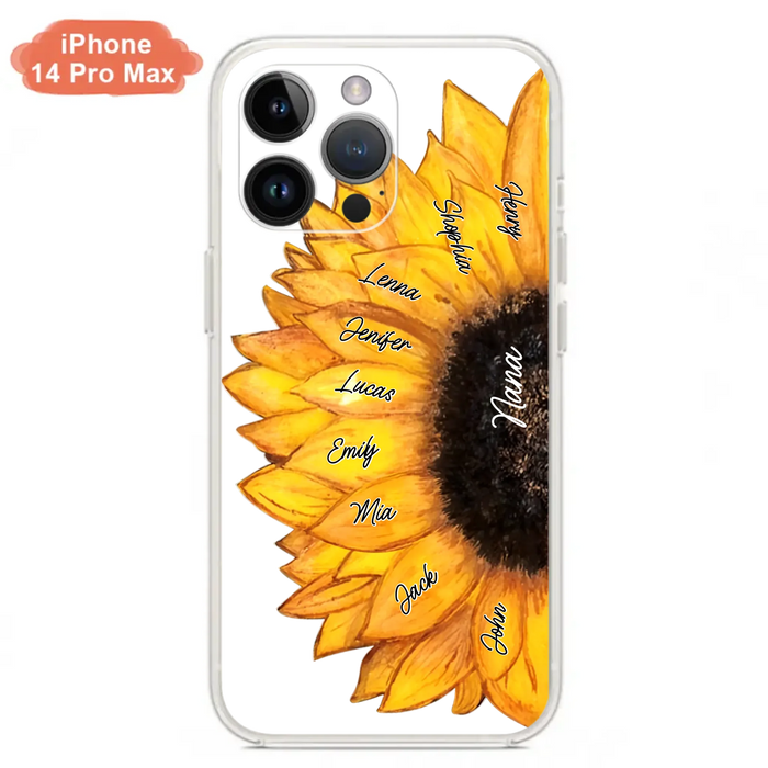 Custom Personalized Sunflower Grandma Phone Case -Upto 9 Kids - Mother's Day Gift Idea for Mom/Grandma