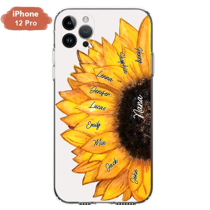 Custom Personalized Sunflower Grandma Phone Case -Upto 9 Kids - Mother's Day Gift Idea for Mom/Grandma