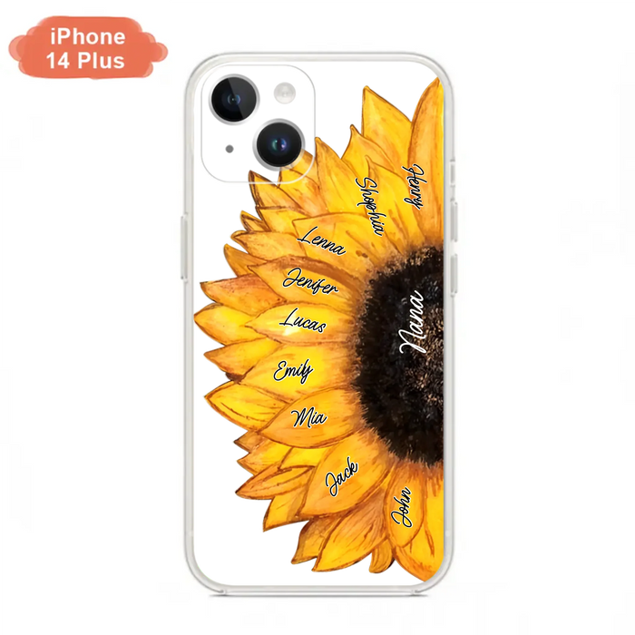 Custom Personalized Sunflower Grandma Phone Case -Upto 9 Kids - Mother's Day Gift Idea for Mom/Grandma