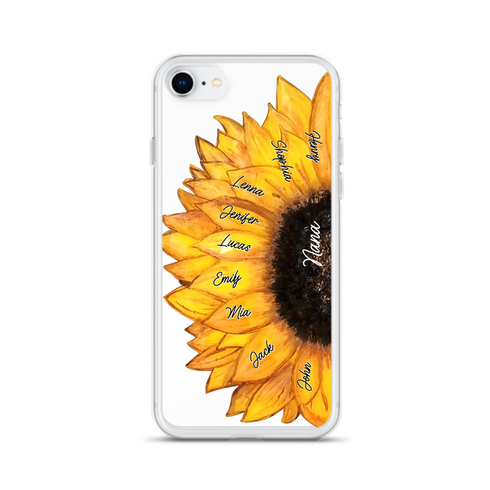 Custom Personalized Sunflower Grandma Phone Case -Upto 9 Kids - Mother's Day Gift Idea for Mom/Grandma