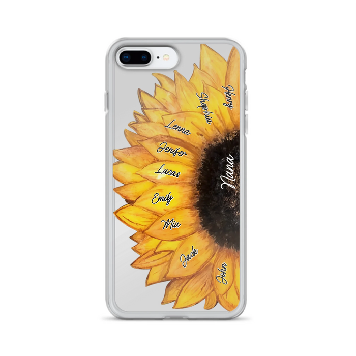 Custom Personalized Sunflower Grandma Phone Case -Upto 9 Kids - Mother's Day Gift Idea for Mom/Grandma