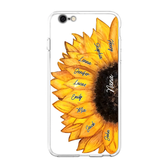 Custom Personalized Sunflower Grandma Phone Case -Upto 9 Kids - Mother's Day Gift Idea for Mom/Grandma