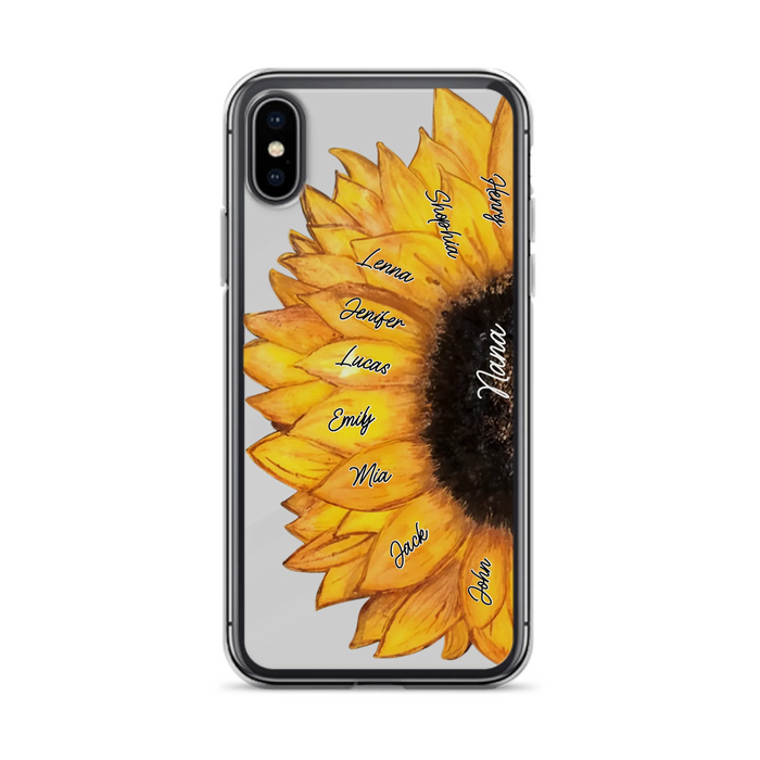 Custom Personalized Sunflower Grandma Phone Case -Upto 9 Kids - Mother's Day Gift Idea for Mom/Grandma