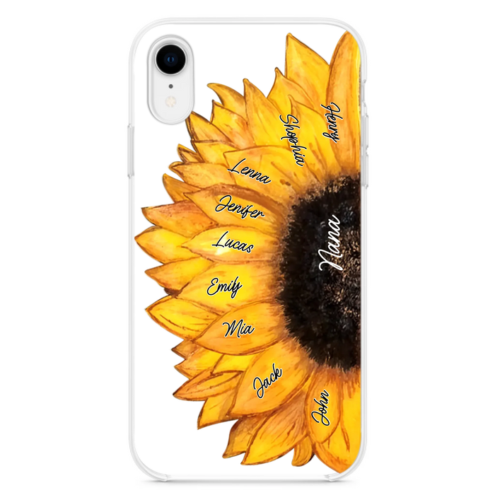 Custom Personalized Sunflower Grandma Phone Case -Upto 9 Kids - Mother's Day Gift Idea for Mom/Grandma