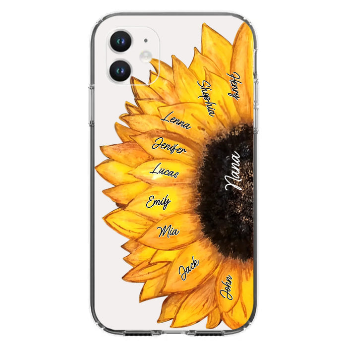 Custom Personalized Sunflower Grandma Phone Case -Upto 9 Kids - Mother's Day Gift Idea for Mom/Grandma