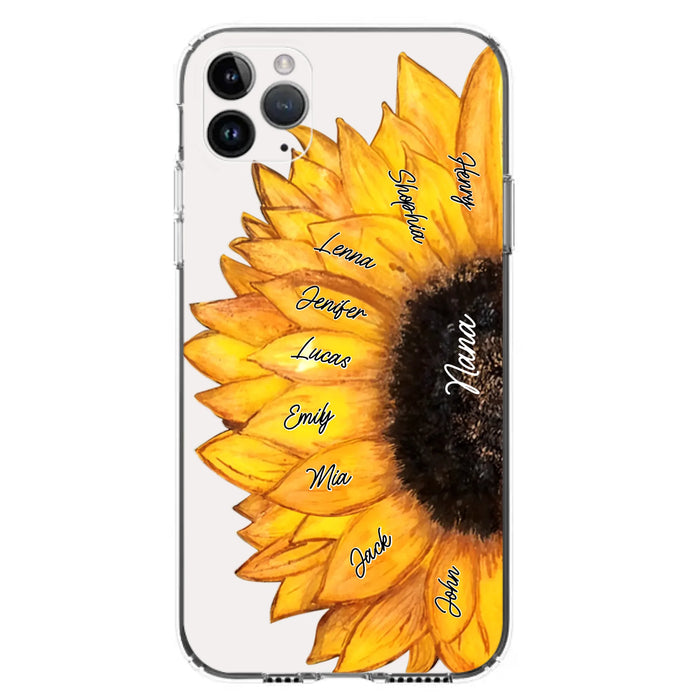 Custom Personalized Sunflower Grandma Phone Case -Upto 9 Kids - Mother's Day Gift Idea for Mom/Grandma