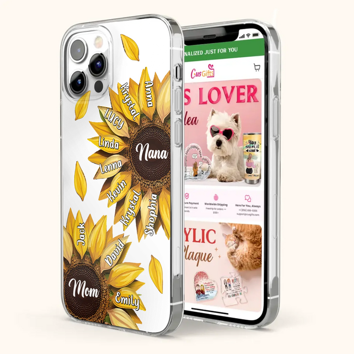 Custom Personalized Sunflower Grandma Phone Case -Upto 11 Kids - Mother's Day Gift Idea for Mom/Grandma -  Case For iPhone/Samsung