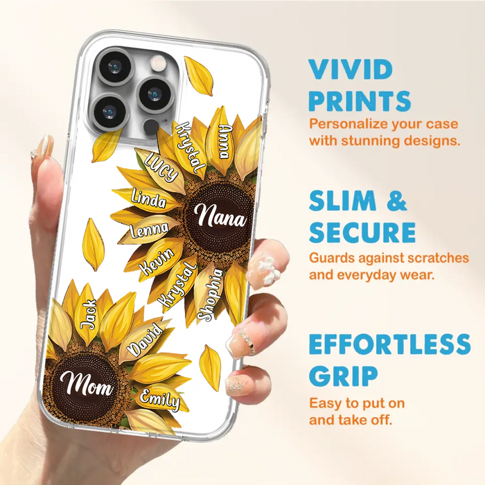 Custom Personalized Sunflower Grandma Phone Case -Upto 11 Kids - Mother's Day Gift Idea for Mom/Grandma -  Case For iPhone/Samsung