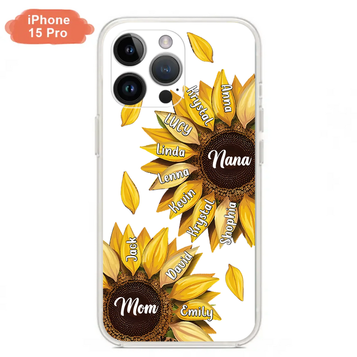 Custom Personalized Sunflower Grandma Phone Case -Upto 11 Kids - Mother's Day Gift Idea for Mom/Grandma -  Case For iPhone/Samsung