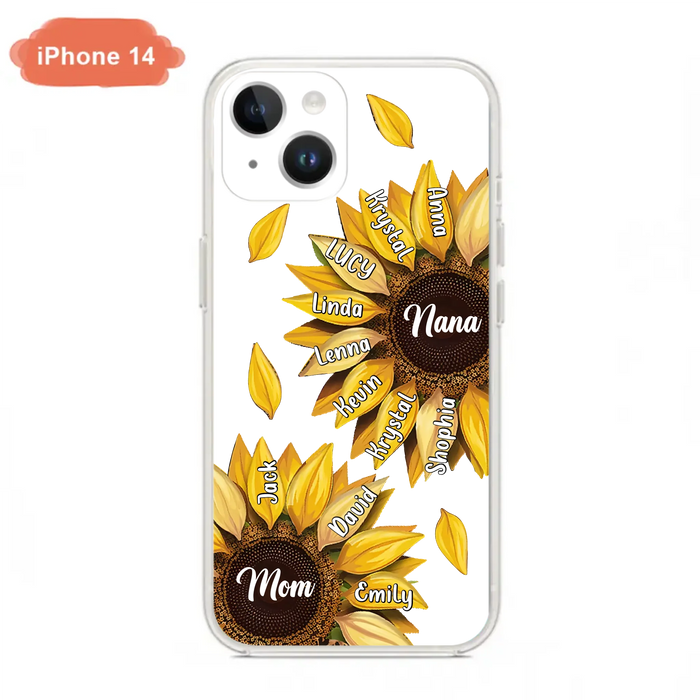 Custom Personalized Sunflower Grandma Phone Case -Upto 11 Kids - Mother's Day Gift Idea for Mom/Grandma -  Case For iPhone/Samsung