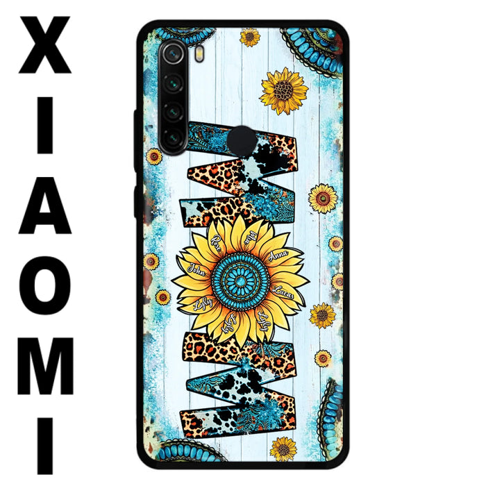 Personalized Mom Sunflower Phone Case - Mother's Day Gift Idea - Up to  8 Kids - Xiaomi/Oppo/Huawei