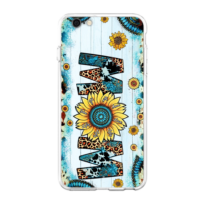 Custom Personalized Mom Sunflower Phone Case - Mother's Day Gift Idea - Upto 8 Kids - Case For iPhone/ Samsung
