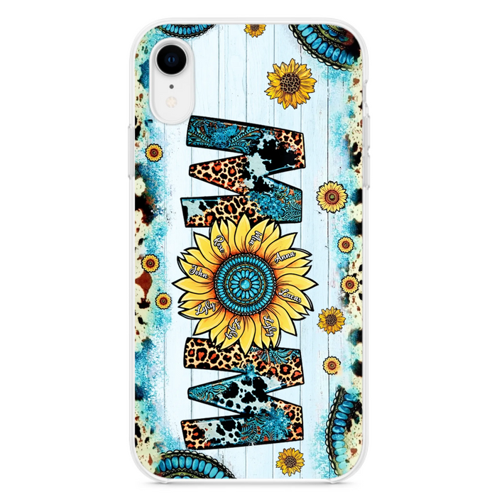 Custom Personalized Mom Sunflower Phone Case - Mother's Day Gift Idea - Upto 8 Kids - Case For iPhone/ Samsung