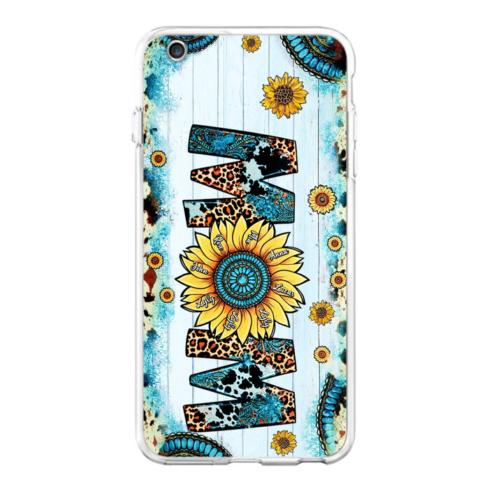 Custom Personalized Mom Sunflower Phone Case - Mother's Day Gift Idea - Upto 8 Kids - Case For iPhone/ Samsung