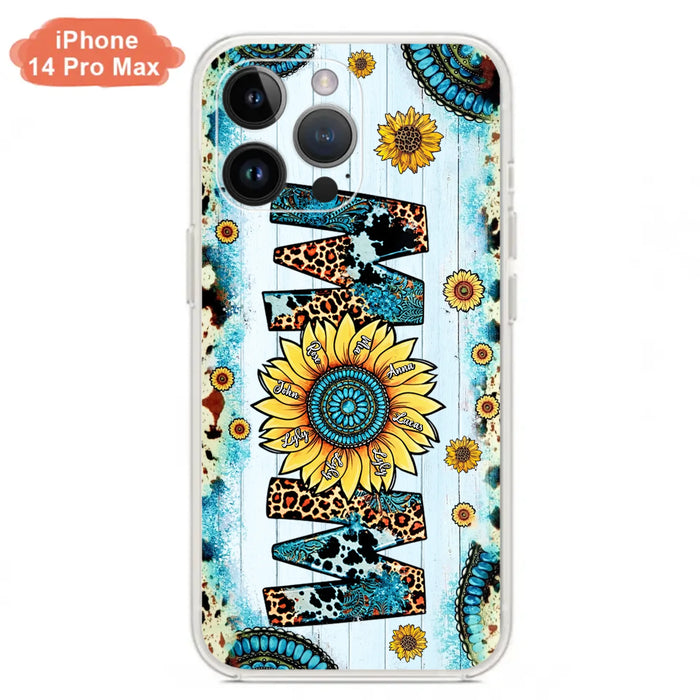 Custom Personalized Mom Sunflower Phone Case - Mother's Day Gift Idea - Upto 8 Kids - Case For iPhone/ Samsung