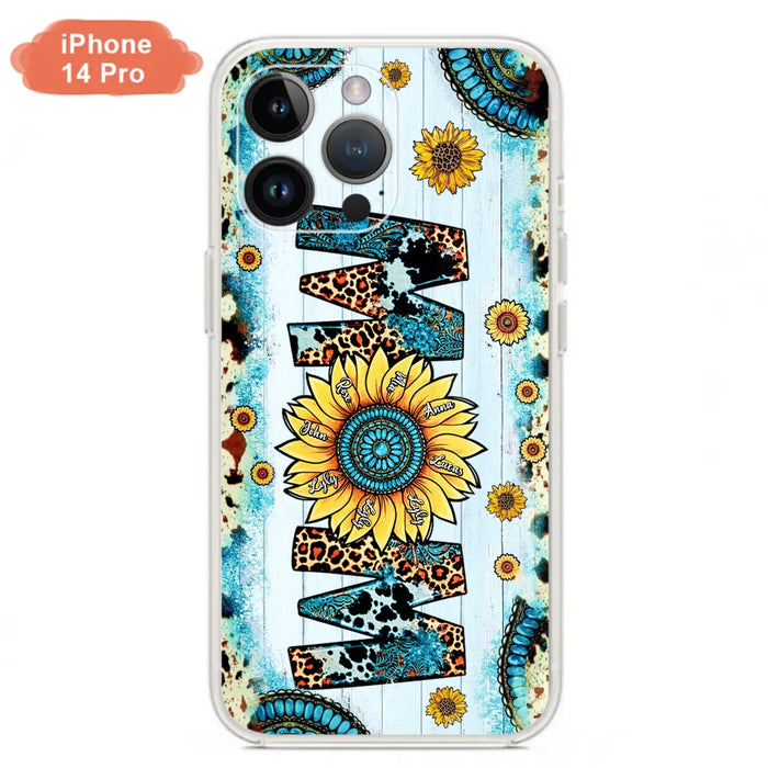 Custom Personalized Mom Sunflower Phone Case - Mother's Day Gift Idea - Upto 8 Kids - Case For iPhone/ Samsung