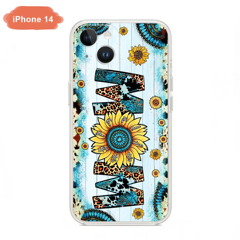 Custom Personalized Mom Sunflower Phone Case - Mother's Day Gift Idea - Upto 8 Kids - Case For iPhone/ Samsung