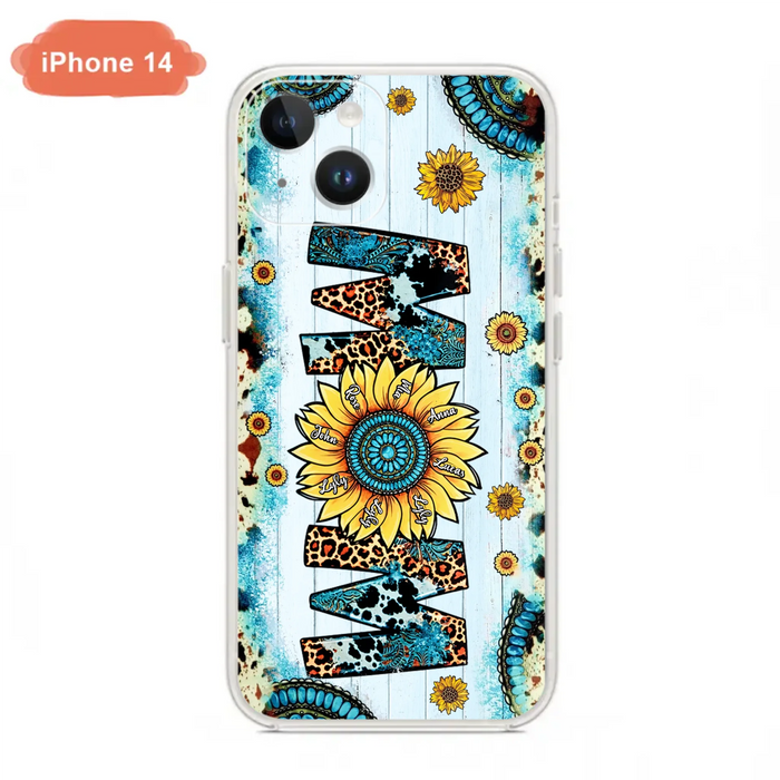 Custom Personalized Mom Sunflower Phone Case - Mother's Day Gift Idea - Upto 8 Kids - Case For iPhone/ Samsung
