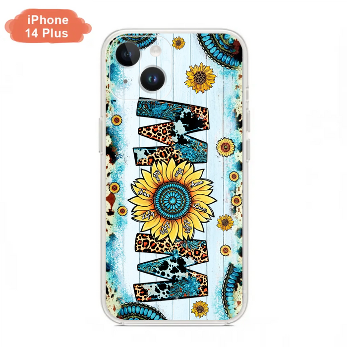 Custom Personalized Mom Sunflower Phone Case - Mother's Day Gift Idea - Upto 8 Kids - Case For iPhone/ Samsung