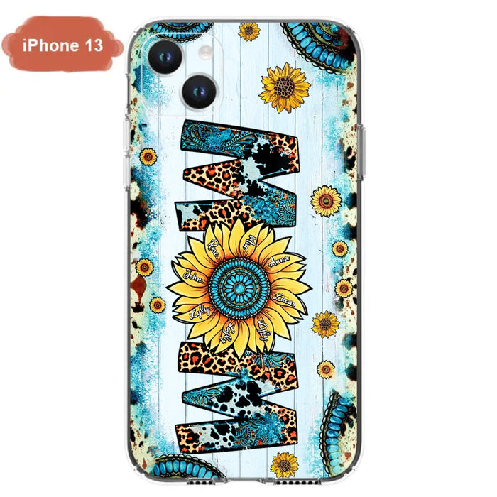 Custom Personalized Mom Sunflower Phone Case - Mother's Day Gift Idea - Upto 8 Kids - Case For iPhone/ Samsung