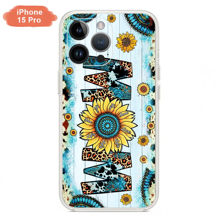 Custom Personalized Mom Sunflower Phone Case - Mother's Day Gift Idea - Upto 8 Kids - Case For iPhone/ Samsung