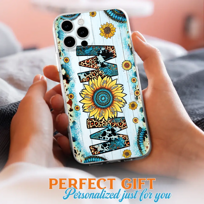 Custom Personalized Mom Sunflower Phone Case - Mother's Day Gift Idea - Upto 8 Kids - Case For iPhone/ Samsung