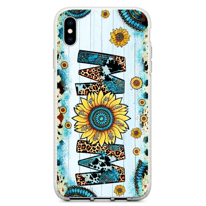 Custom Personalized Mom Sunflower Phone Case - Mother's Day Gift Idea - Upto 8 Kids - Case For iPhone/ Samsung