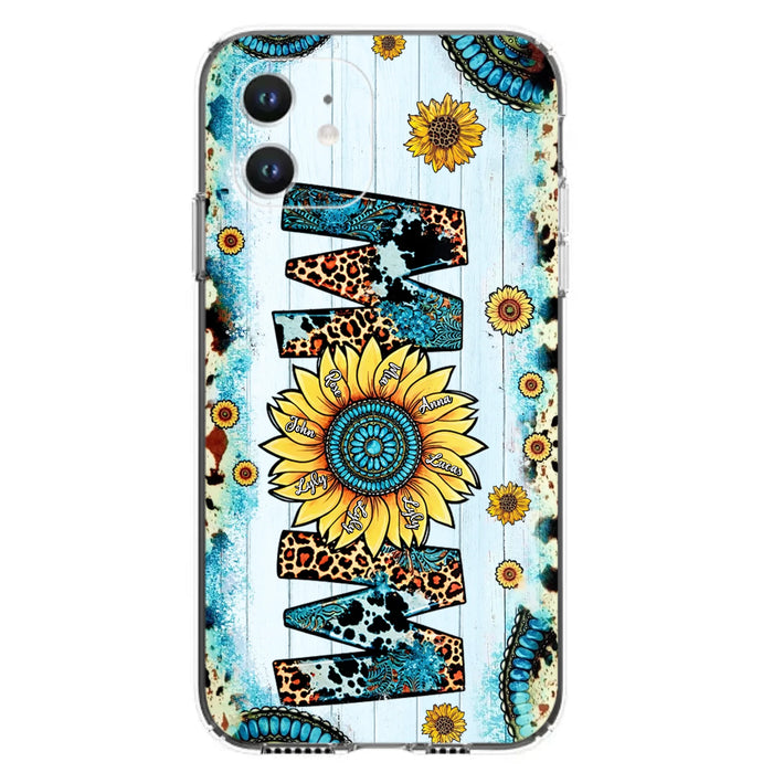 Custom Personalized Mom Sunflower Phone Case - Mother's Day Gift Idea - Upto 8 Kids - Case For iPhone/ Samsung